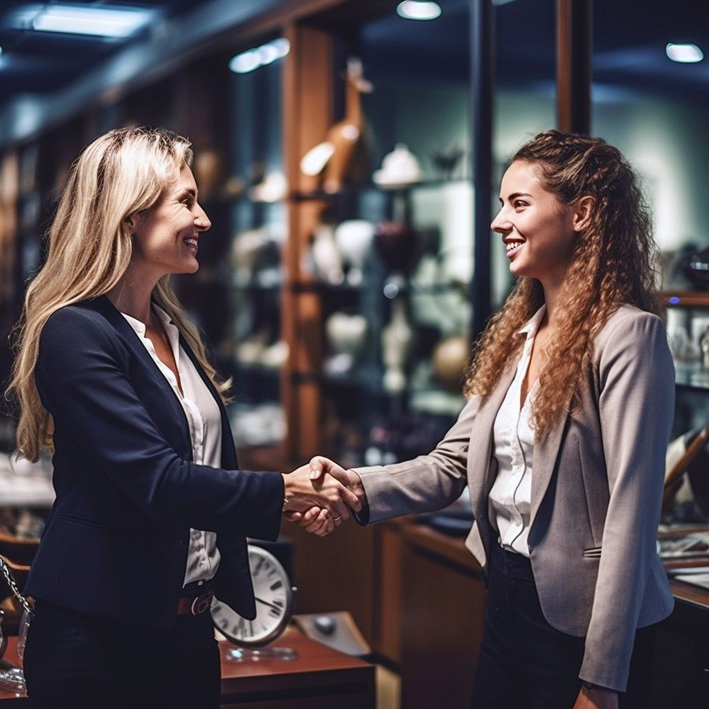 dos mujeres cerrando una venta