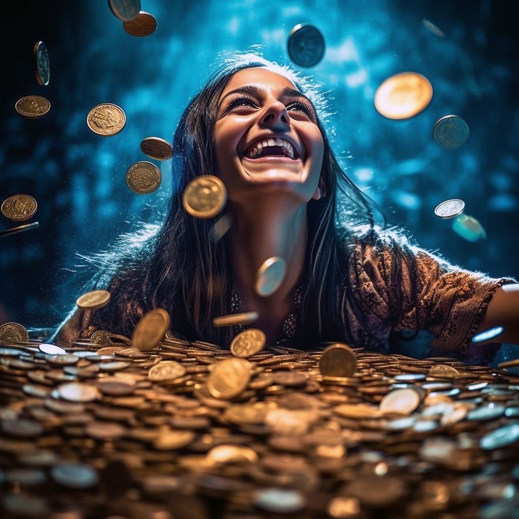 mujer bañandose en dinero